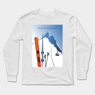 Chamonix Aiguille du Midi skis leewarddesign Long Sleeve T-Shirt